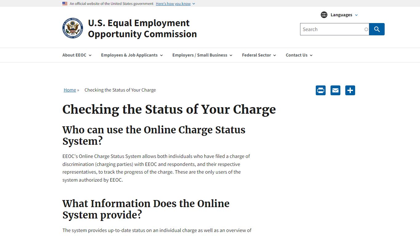 Checking the Status of Your Charge - US EEOC